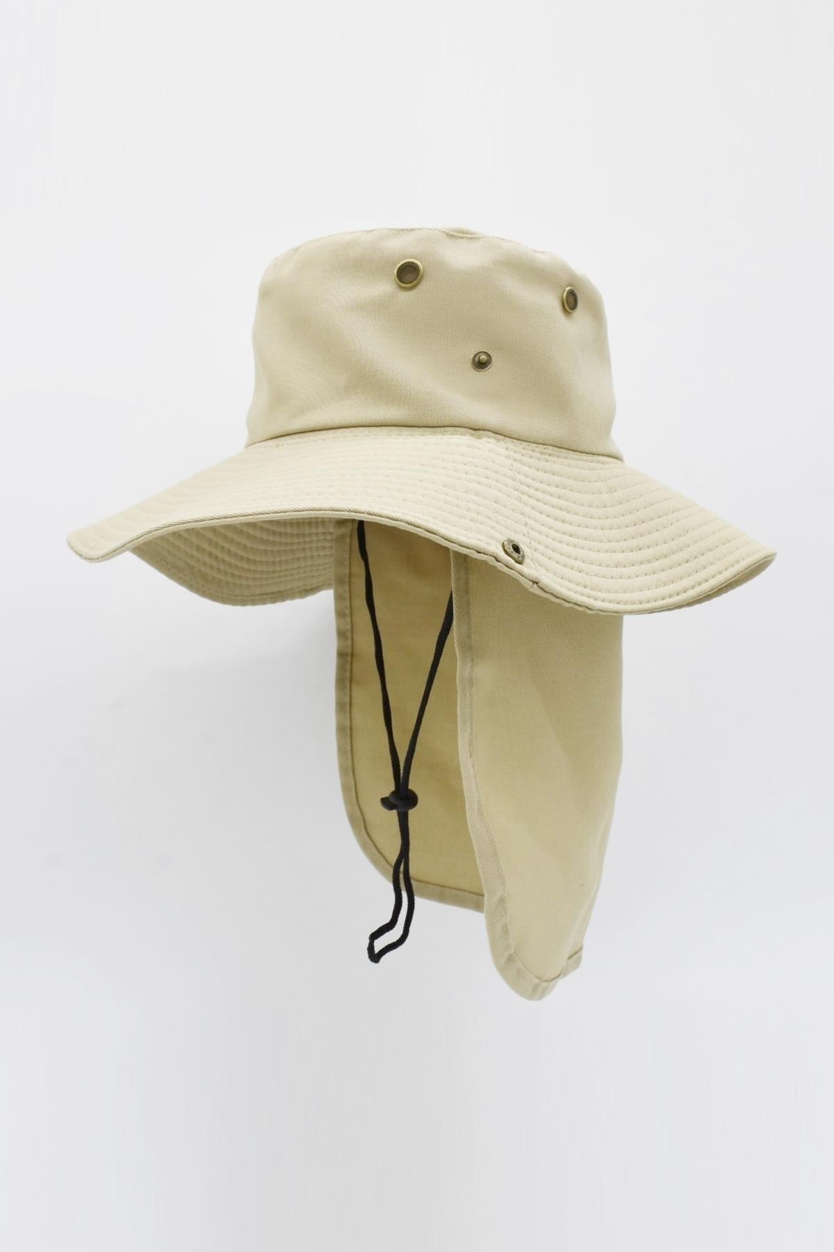 Outdoor Uv Güneş Koruyucu Şapka Bej Lejyoner Safari Şapkası