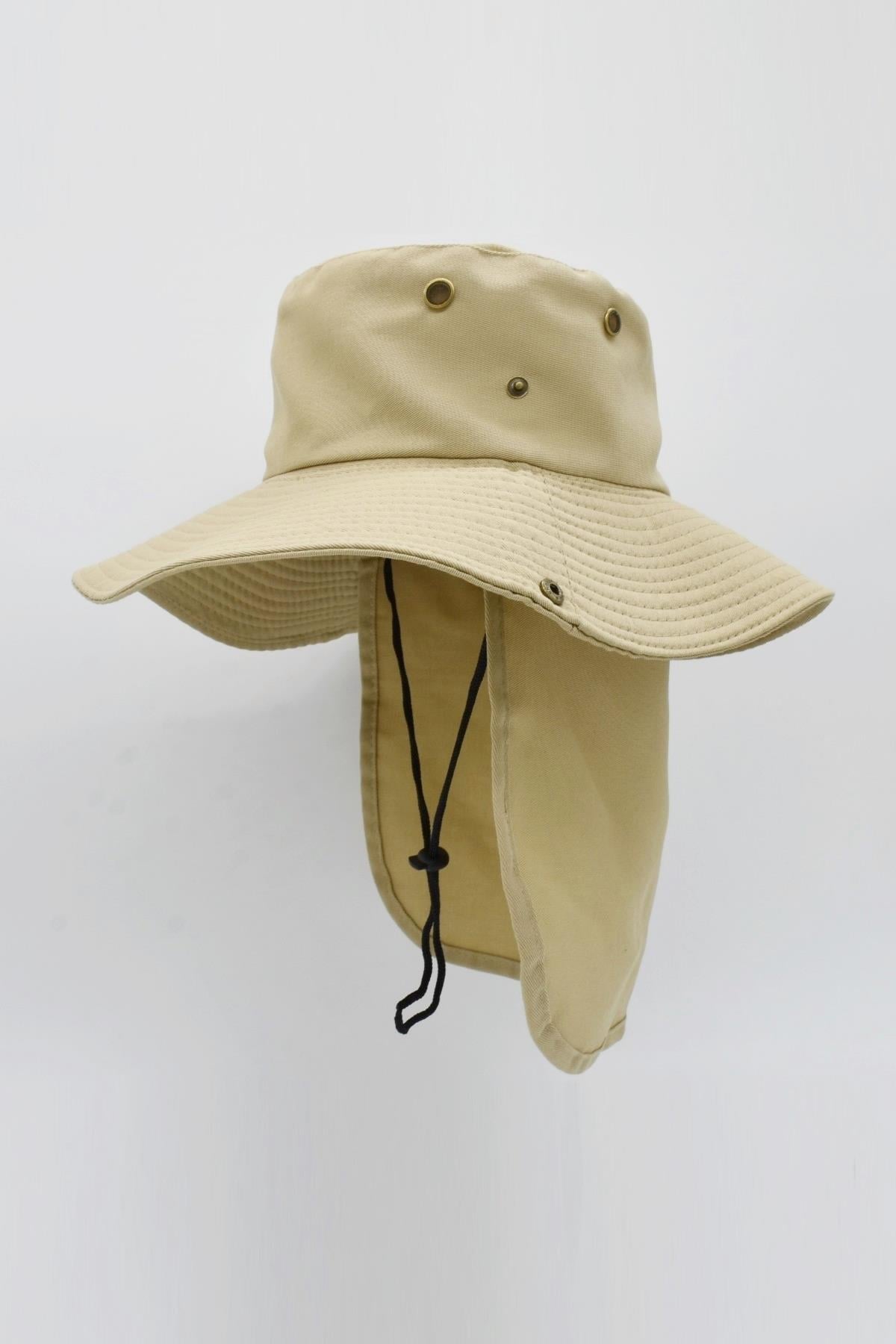 Outdoor Uv Güneş Koruyucu Şapka Camel Lejyoner Safari Şapkası