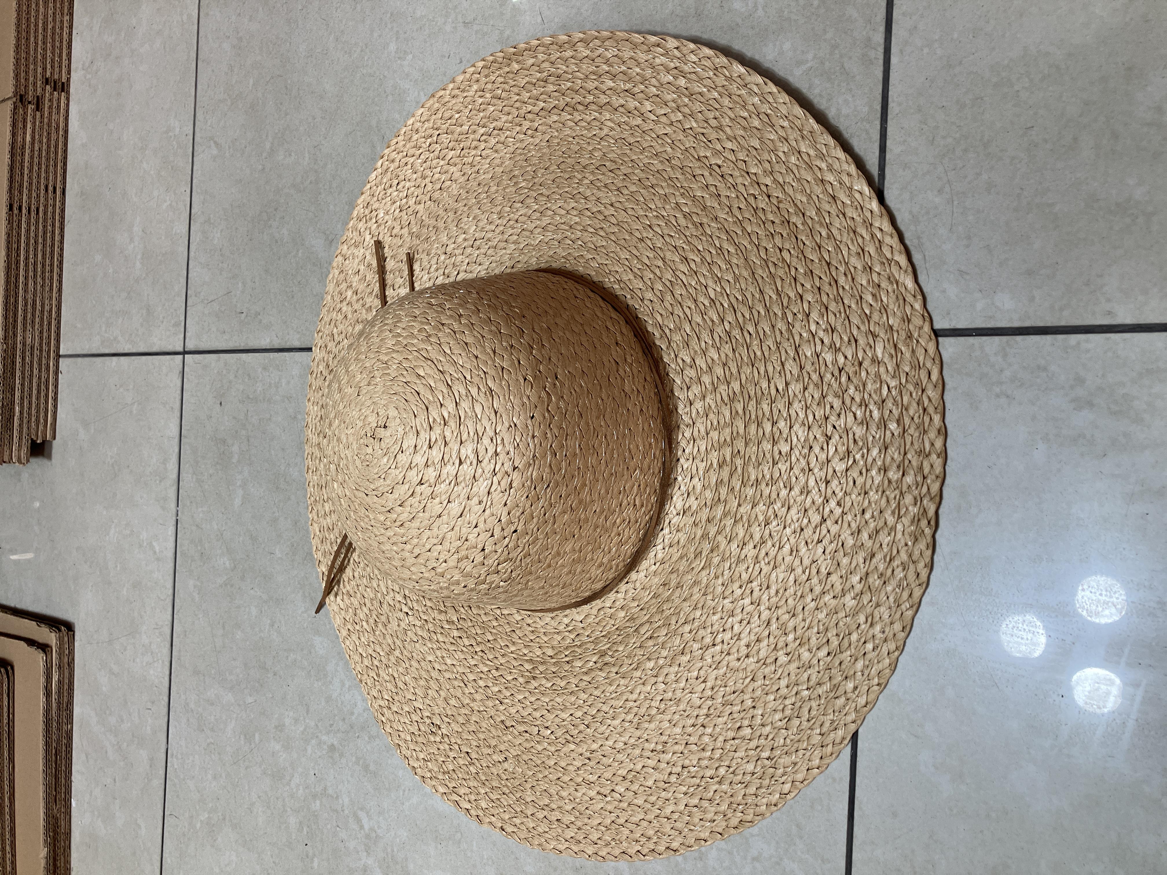 Premium Rafya Oversize Camel Geniş Hasır Plaj Şapkası