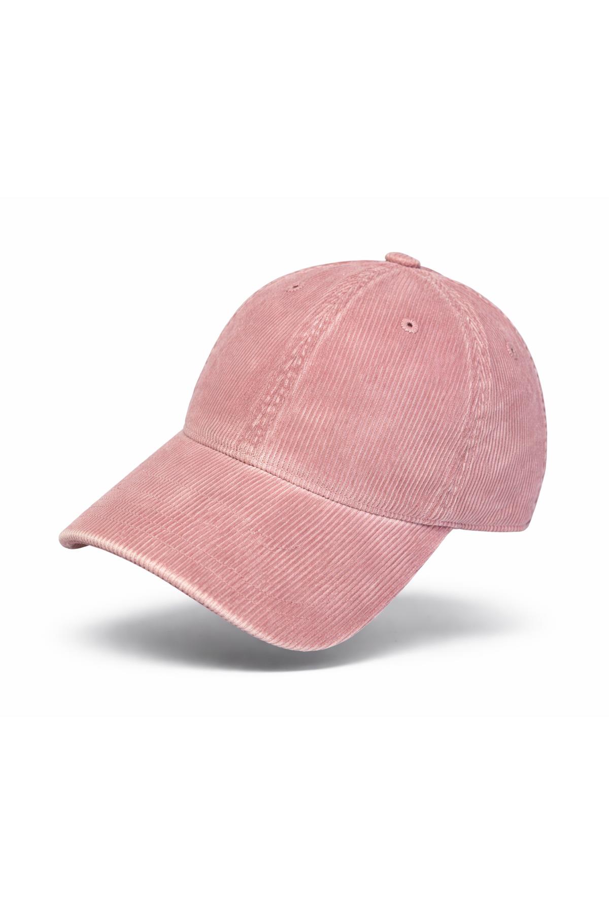 Soluk Efektli Fitilli Dokulu Kadife Şapka - Pembe