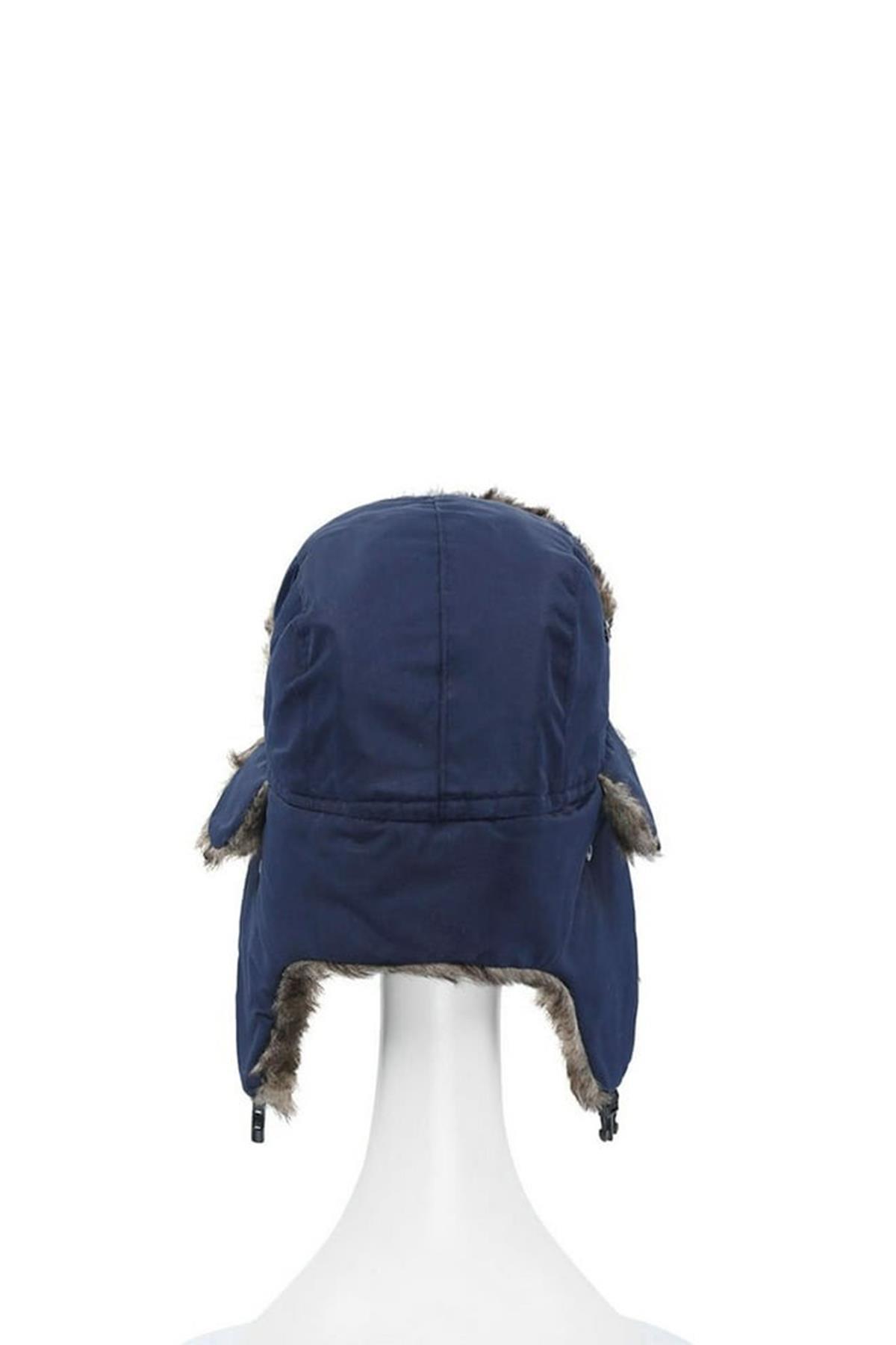 Unisex Çocuk Sıcak Kürklü Bere Kışlık Kulaklı Kayak Şapkası 52Cm