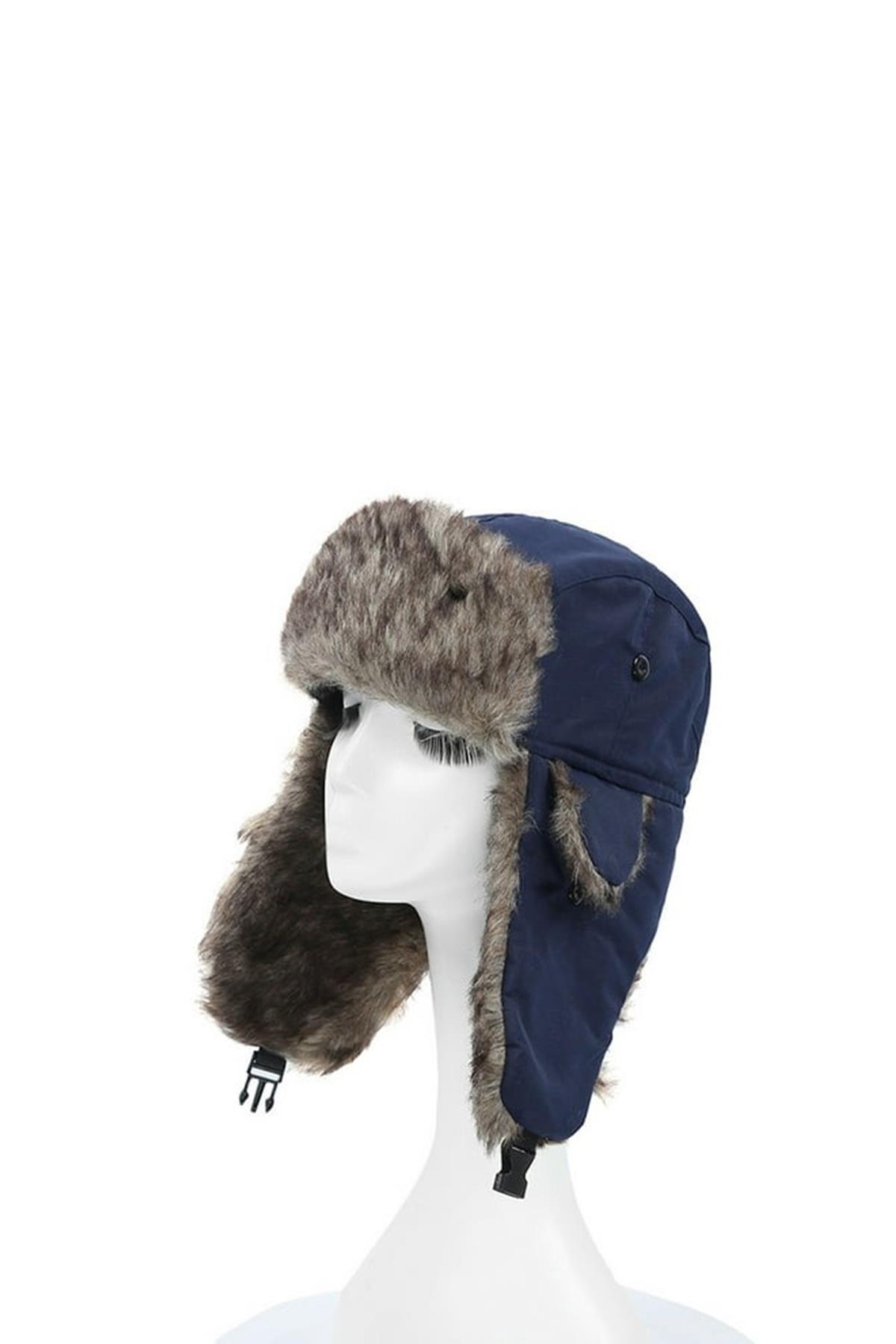 Unisex Çocuk Sıcak Kürklü Bere Kışlık Kulaklı Kayak Şapkası 52Cm