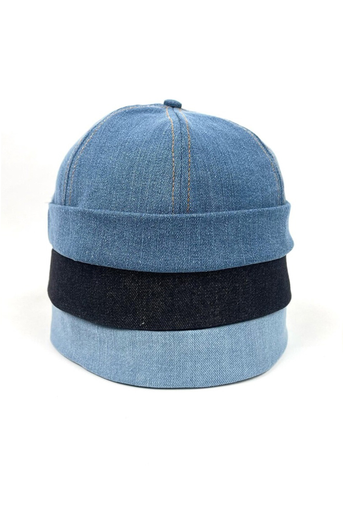 Unisex Denim Docker Cap Sipersiz Kot Şapka