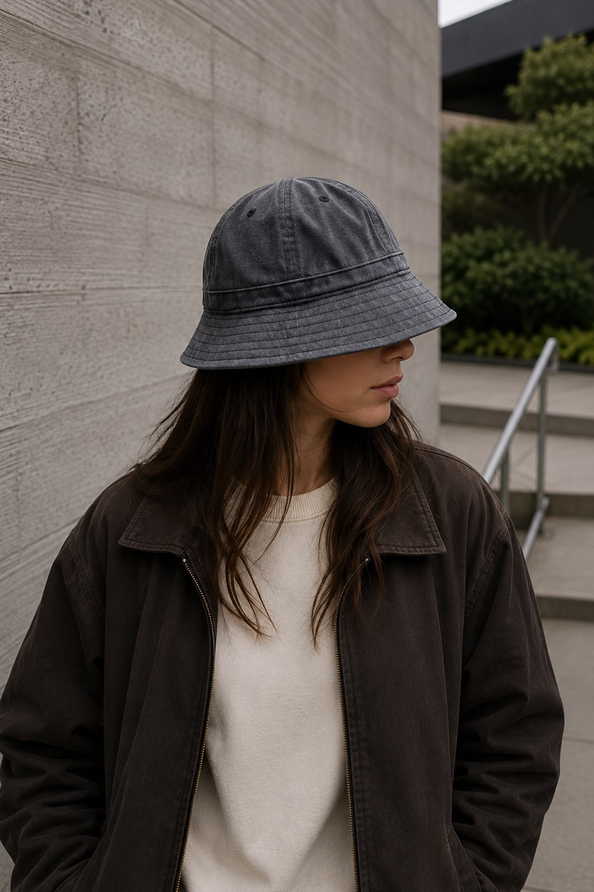 Külah Unisex Washed Antrachite Bucket Şapka Pamuklu Balıkçı Şapkası KLH7603