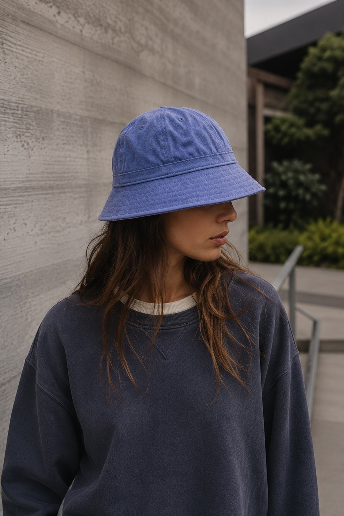 Unisex Washed Cobalt Blue Bucket Şapka Pamuklu Balıkçı Şapkası
