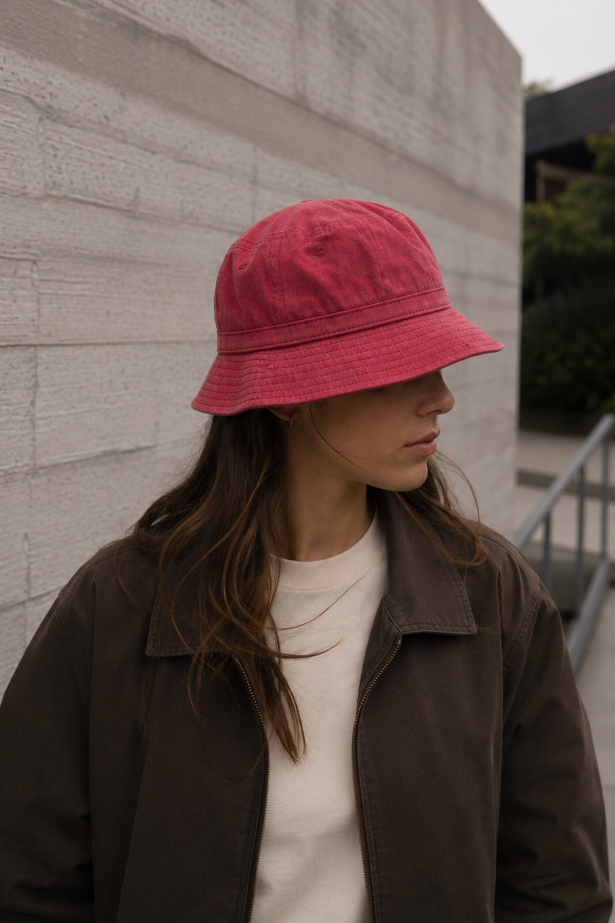 Unisex Washed Red Bucket Şapka Pamuklu Balıkçı Şapkası