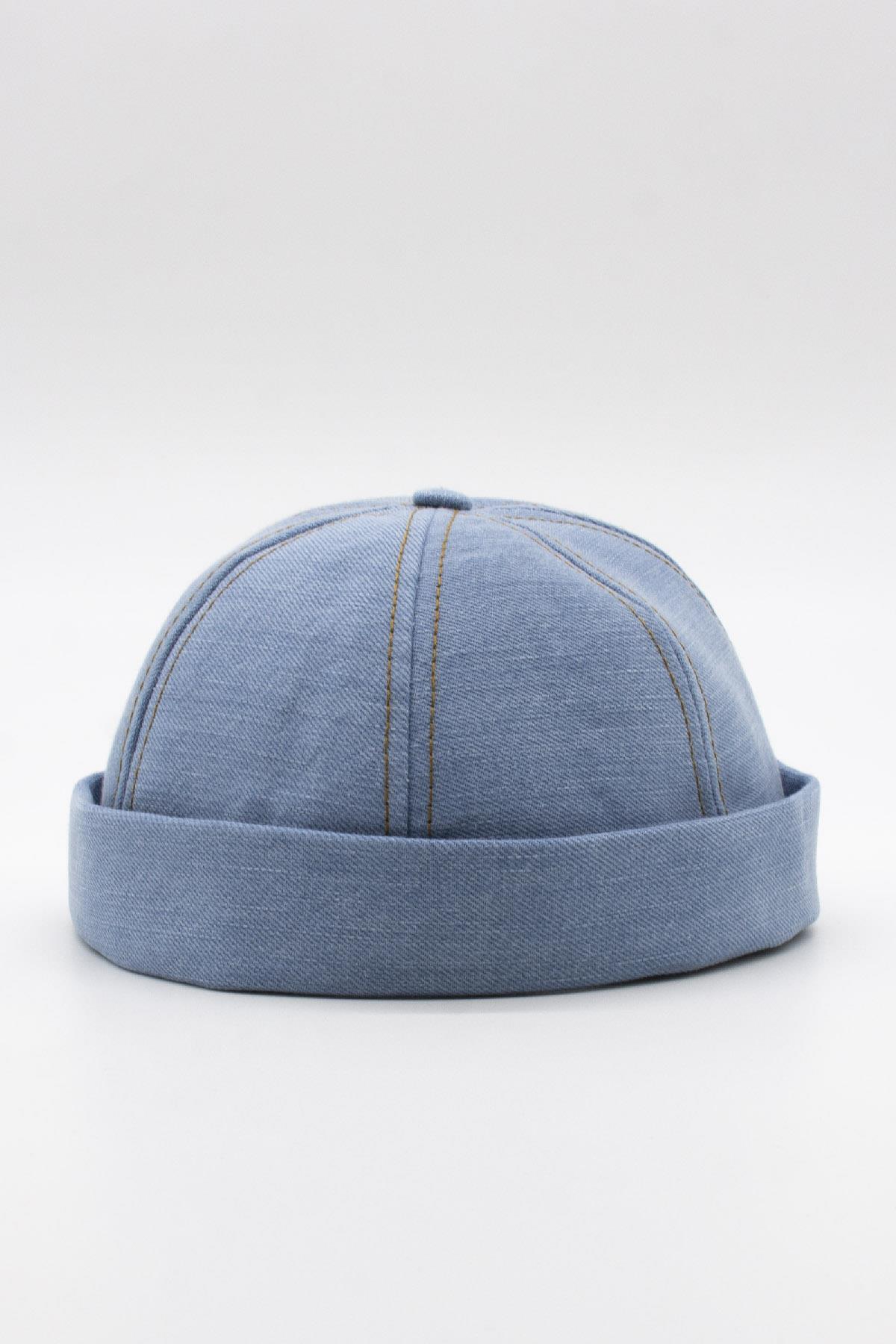 Urban Açık Mavi Docker Şapka - Sipersiz Denim %100 Pamuk Kep