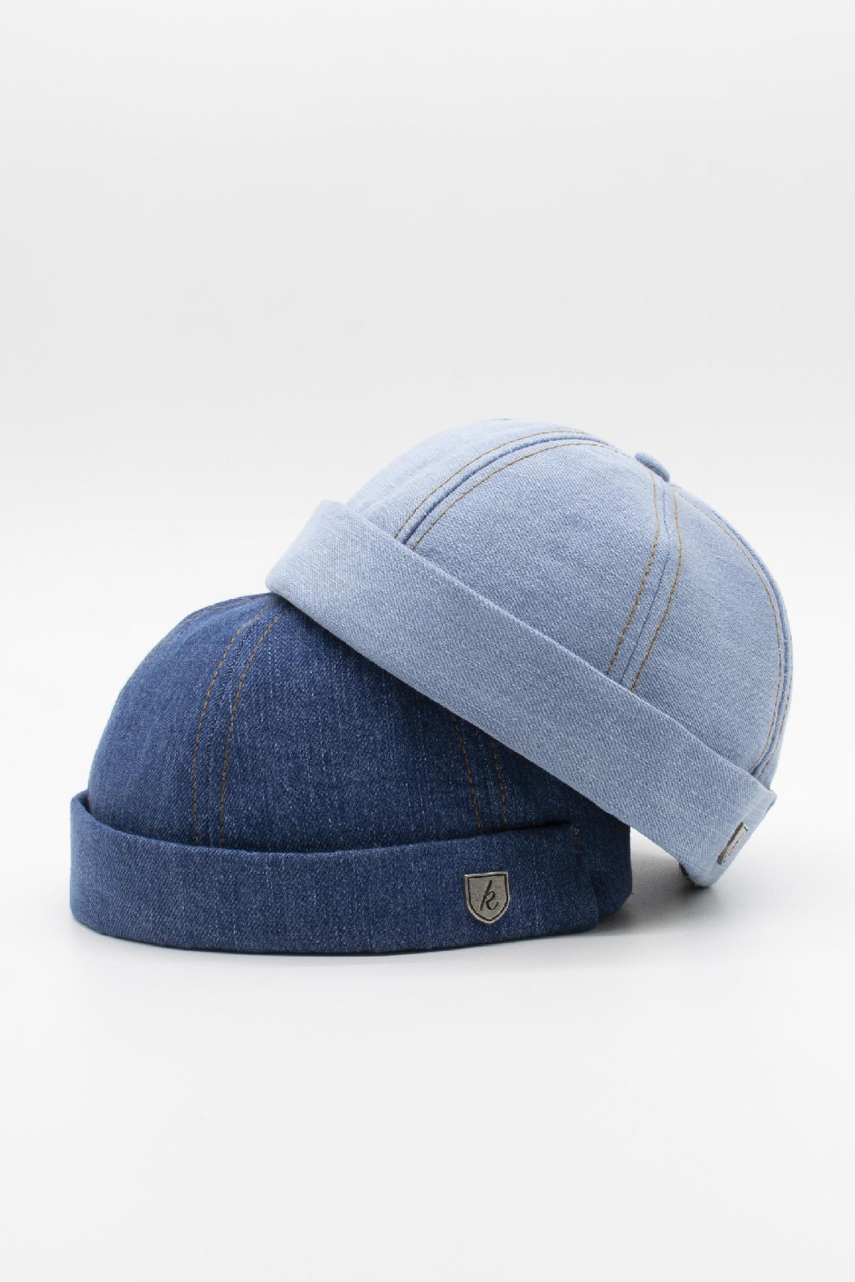 Urban Açık Mavi Docker Şapka - Sipersiz Denim %100 Pamuk Kep