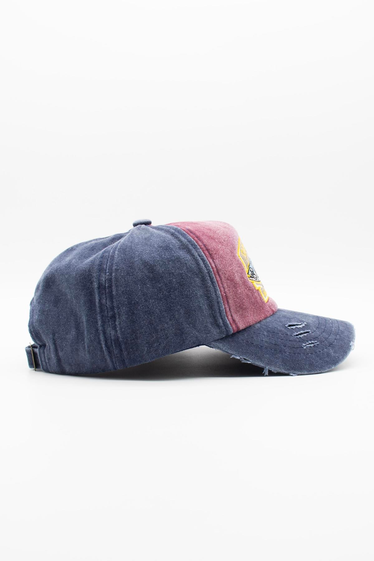 Vintage Eskitme Balık Logolu Denim Şapka | San Francisco Trucker Kep