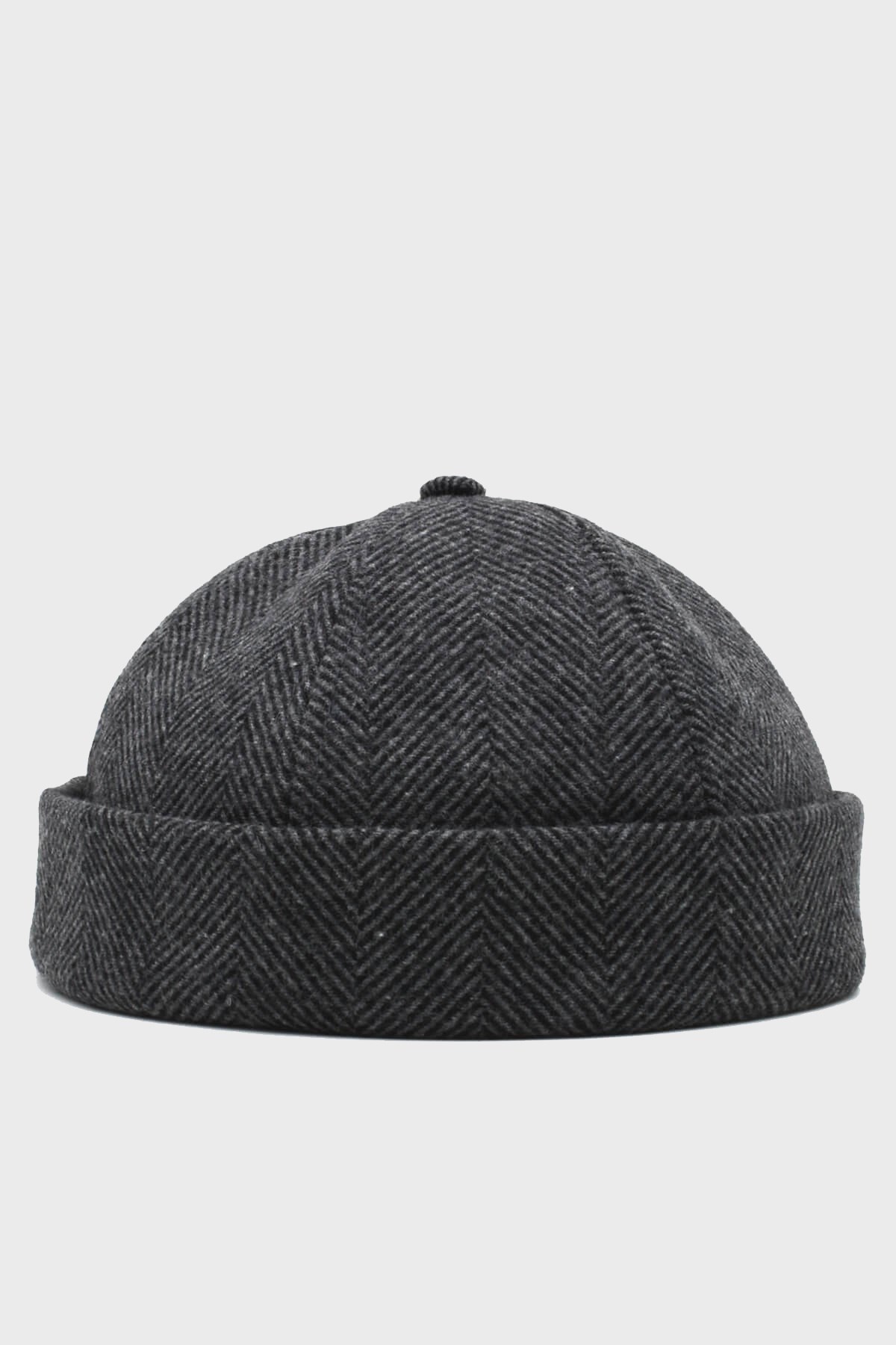 Koyu Gri Yünlü Hipster Bere Kışlık Docker Cap