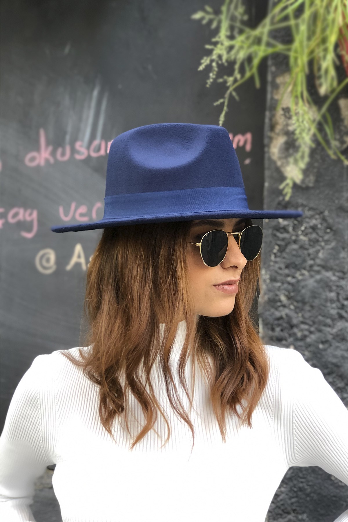 Navy Fedora Hat