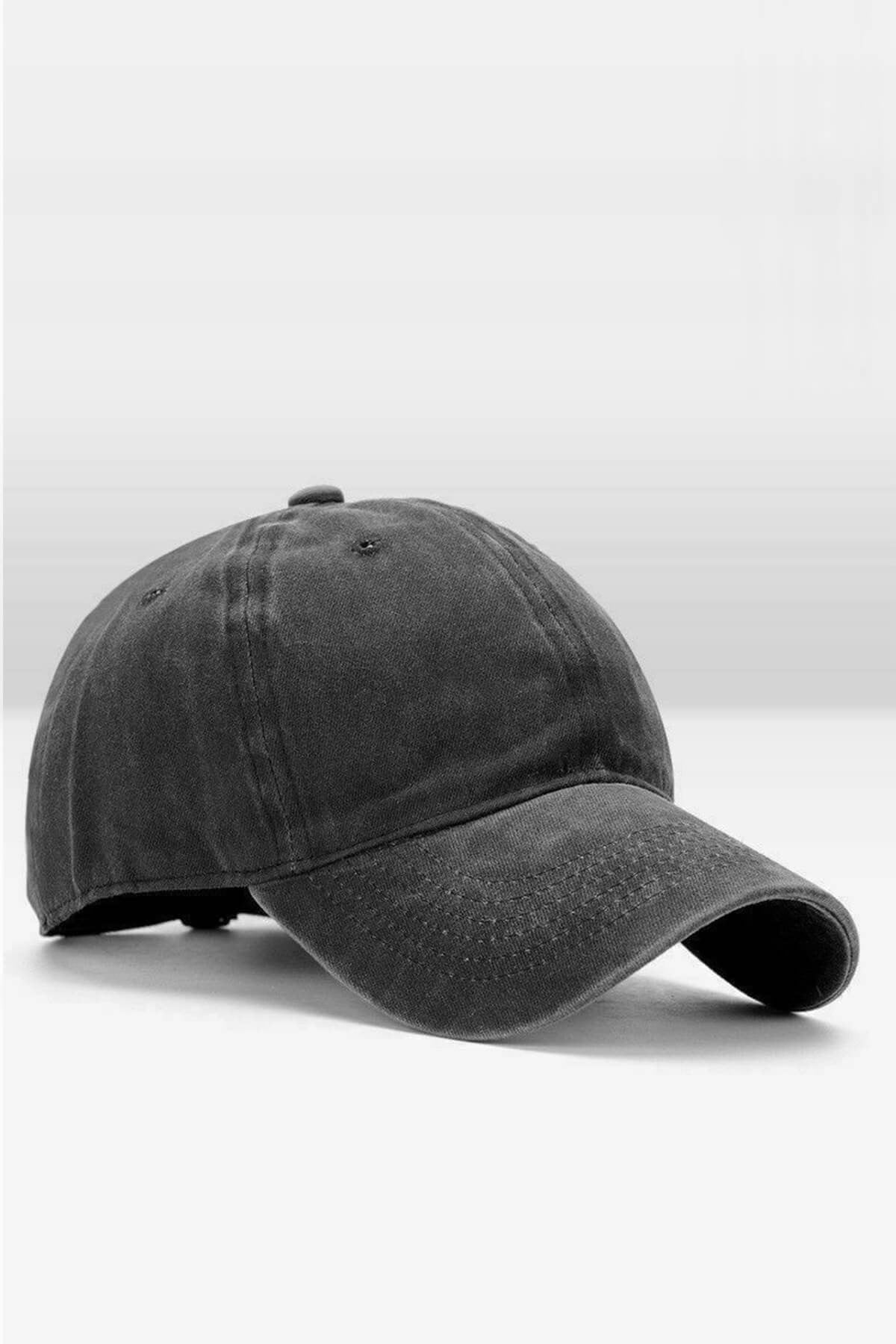 Erkek Eskitme Şapka Yazlık Outdoor Kep Kasket-Siyah