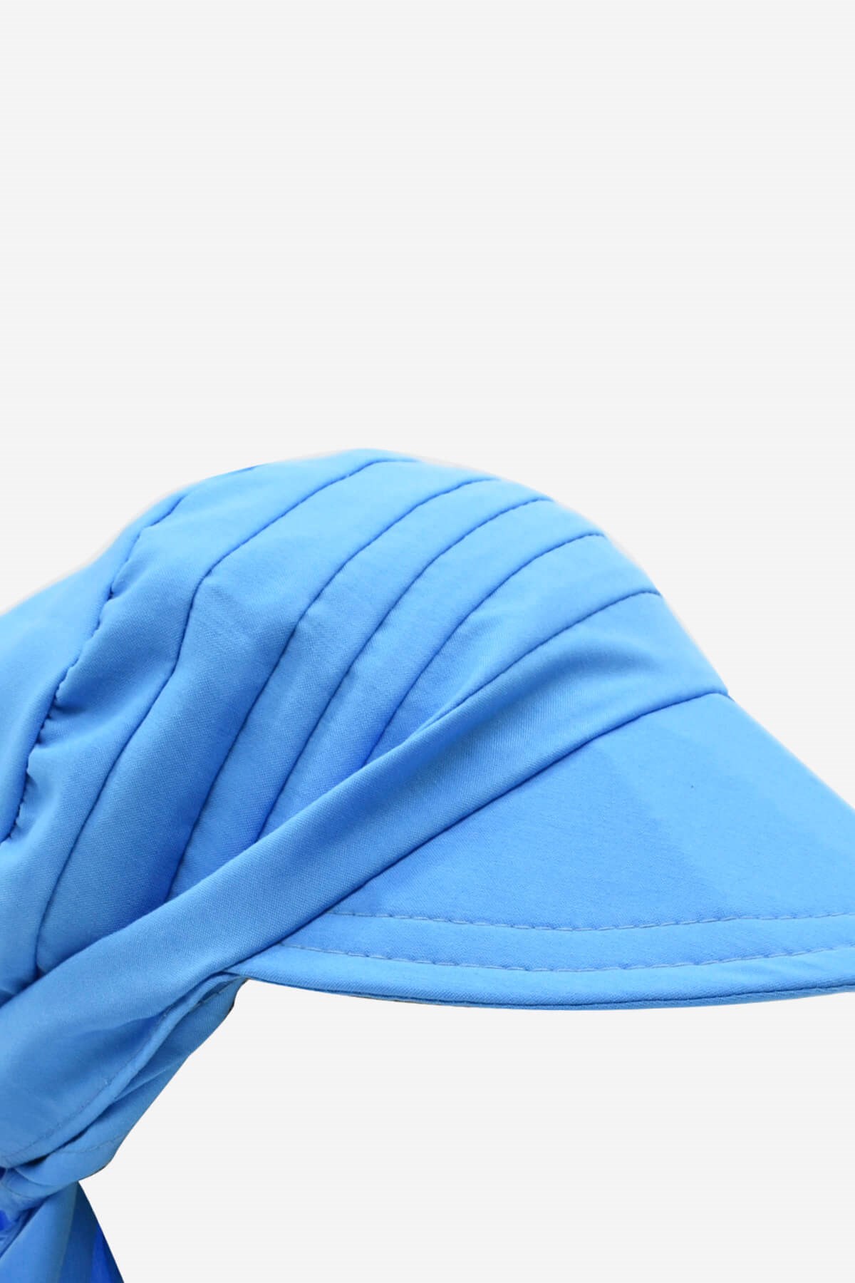Kadın Safari Bağlamalı Eşarp Siperli Bandana Plaj Şapkası - Mavi