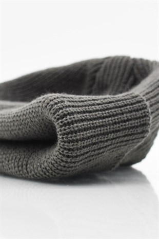 Erkek Koyu Gri Örgü Docker Bere Skullcap