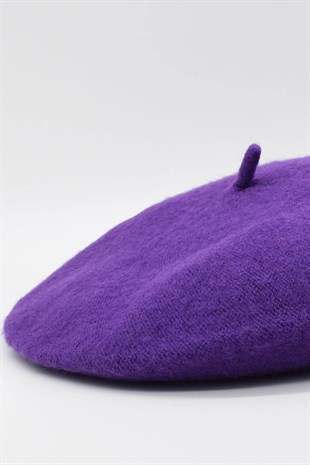 Womens Purple Parisienne Beanie Winter Hat