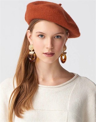 Womens Parisienne Beanie Brick Color French Style Hat