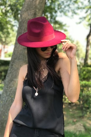 Burgundy Fedora Hat