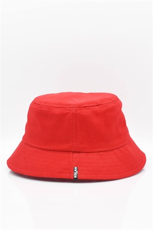 %100 Pamuk Kırmızı Kova Balıkçı Şapka Bucket Hat