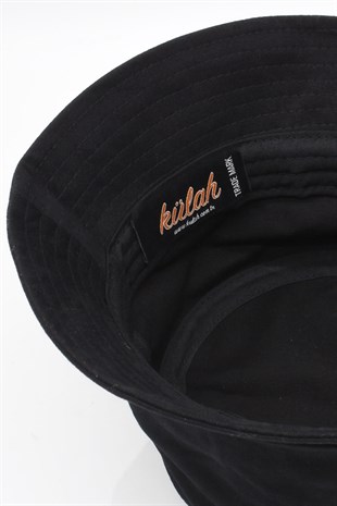 Kadın Premium Pamuklu Siyah Balıkçı Bucket Şapka