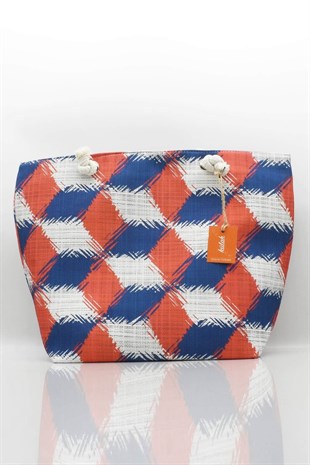 Kadın Geometrik Desenli Plaj Çantası