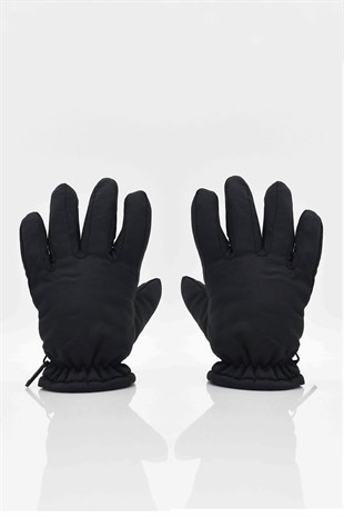 Çocuk İçi Polar Siyah Kayak-Kar Eldiveni
