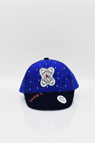 Skateboard Patterned Uv Protect Navy Hat 1-4 Age