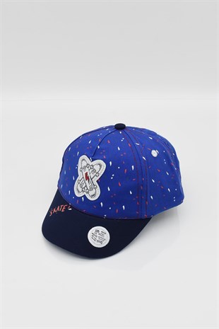 Skateboard Patterned Uv Protect Navy Hat 1-4 Age