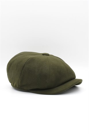 Mens Hat Winter Flat Cap Khaki