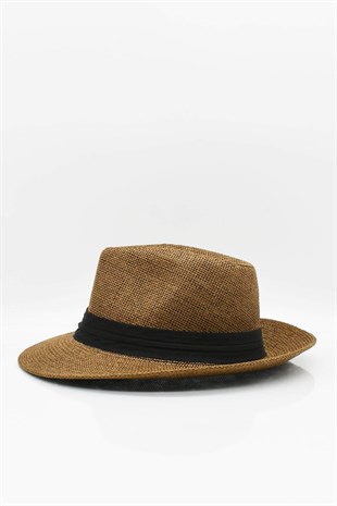 Camel Erkek Hasır Kovboy Şapkası Fötr