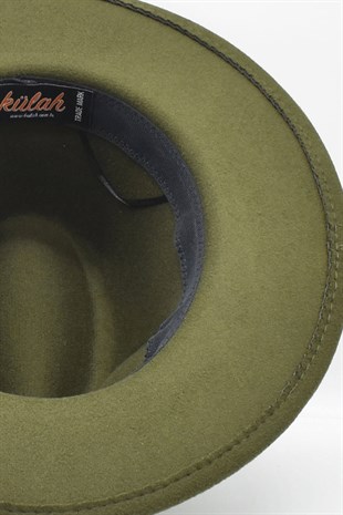 Erkek Kovboy Panama Fötr Şapka-Haki