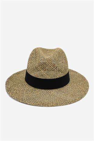 Womens Natural Seaweed Straw Panama Hat