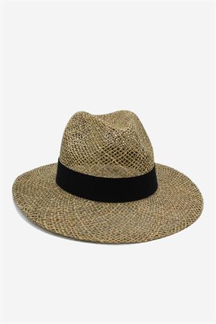 Womens Natural Seaweed Straw Panama Hat