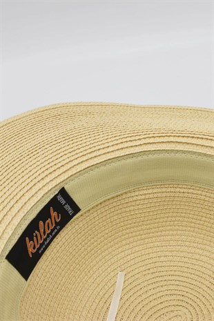 Womens Wide Beige Straw Hat