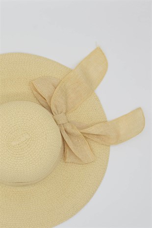 Womens Wide Beige Straw Hat