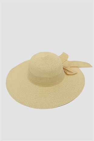 Womens Wide Beige Straw Hat