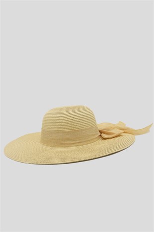 Womens Wide Beige Straw Hat