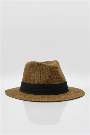 Womens Straw Beach Hat - Camel