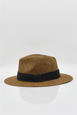 Womens Straw Beach Hat - Camel