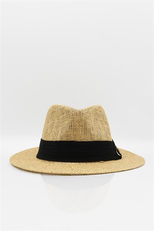 Kadın Hasır Plaj Şapkası - Koyu Bej