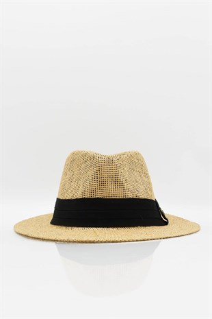 Kadın Hasır Plaj Şapkası - Koyu Bej