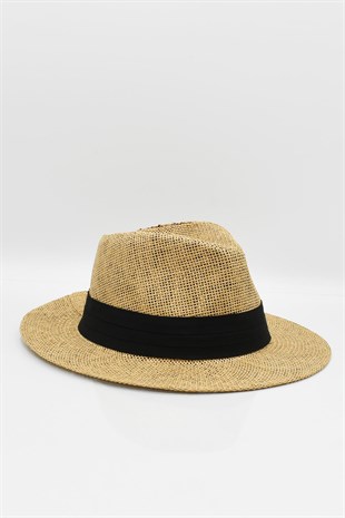 Kadın Hasır Plaj Şapkası - Koyu Bej