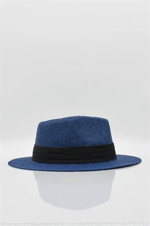 Kadın Hasır Plaj Şapkası - Lacivert