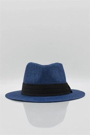 Kadın Hasır Plaj Şapkası - Lacivert