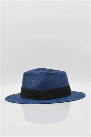 Kadın Hasır Plaj Şapkası - Lacivert