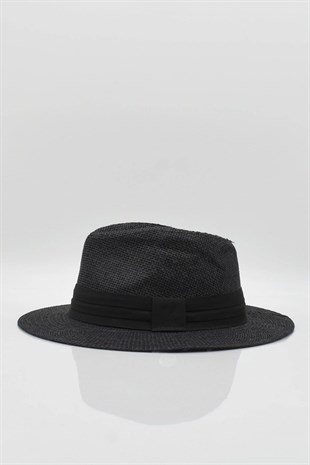 Womens Straw Beach Hat - Black