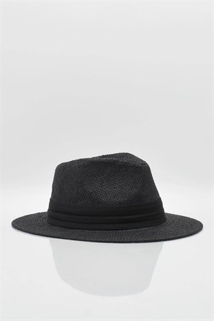 Womens Straw Beach Hat - Black