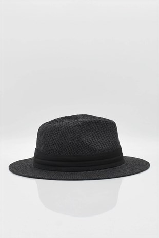 Womens Straw Beach Hat - Black