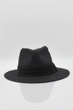Womens Straw Beach Hat - Black