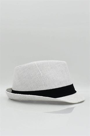 Womens Straw Fedora Hat - White