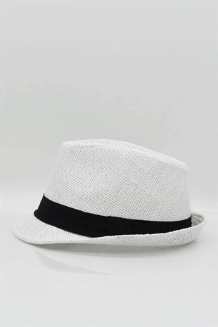 Womens Straw Fedora Hat - White